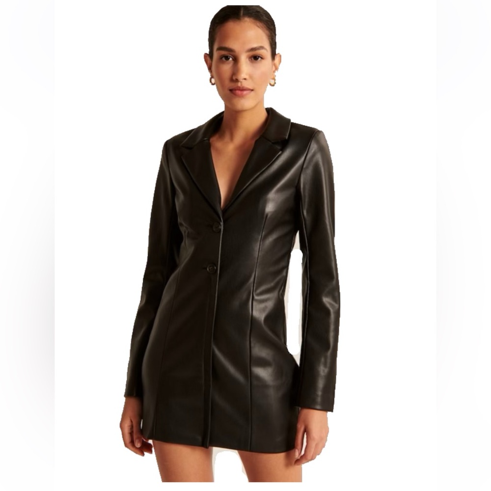 Abercrombie Vegan Black Leather Blazer Dress